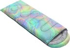 Kids Sleeping Bag for Boys Girls,Blue Ripples Print-Lightweight Warm Portable Outdoor Indoor-Waterproof Cold Weather Resistant Sleeping Bag for Camping Hiking