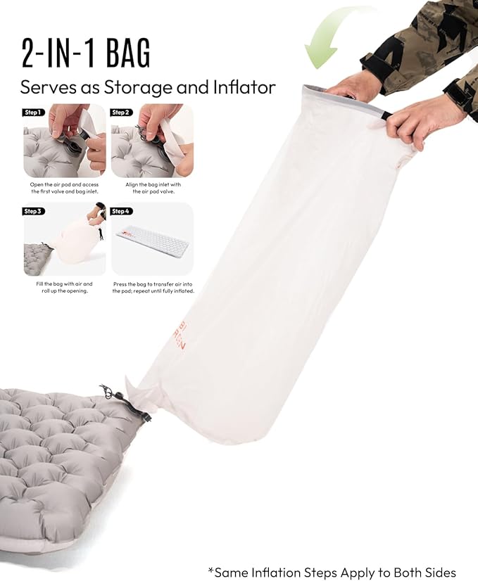 MOBI GARDEN Gennye Pro Rectangular Sleeping Pad for Camping, Extra Thick Insulated Air Mat for Side Sleepers, R-Value 6.0 Winter Mattress with Noise Reduction & Anti-Slip Design, Small Sizes