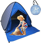 Pop Up Beach Tent Shade Sun Shelter UPF 50+ Canopy Cabana 2-3 Person for Adults Baby Kids Outdoor Activities Camping Fishing Hiking Picnic Touring(Dark Blue Stripes)