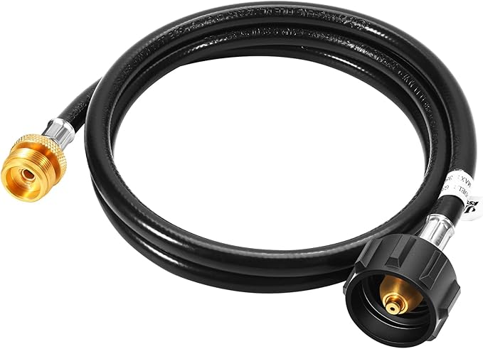 GasSaf 5FT Propane Hose, Propane Adapter 1lb to 20lb Converter, Propane Tank Gas Grill Hose Suitable for Weber Q Grill, Coleman Camping Stove, Buddy Heater and More Portable Grills