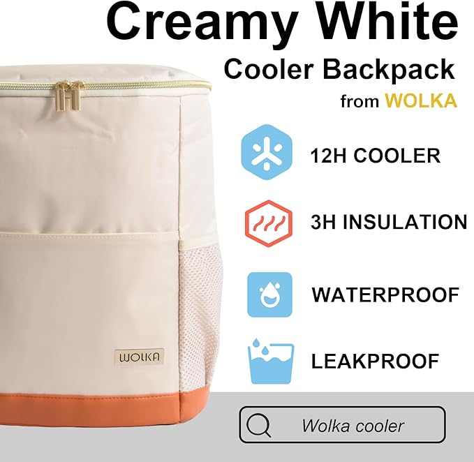 Insulated Cooler Backpack Outdoor - Leak Proof Backpack Cooler 30 Cans, Waterproof Lightweight Cooler Bag for 12h Hot/Cold Retention - Soft Cooler for Travel, Camping, Beach, Lunch