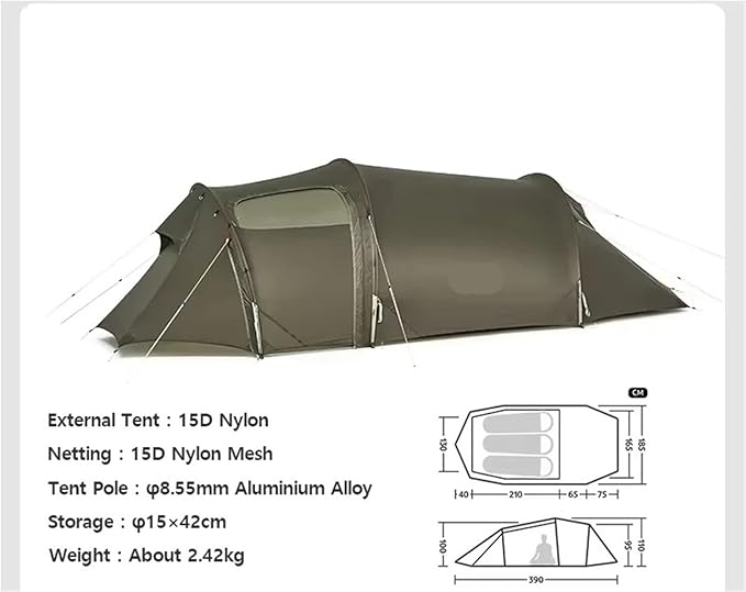 2 3 4 Person 4-Season Camping Tent - 20D Waterproof Ultralight Double Layer Tent for Outdoor Hiking Family Travel