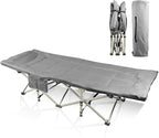 YELLOW JACKET Camping Cot with Mattress for Adults, Camping Cot for Adults with Cushion and Pillow Portable Folding Bed with Carry Bag for Camp, Home, Office, Travel, Black Supports 450 Lbs