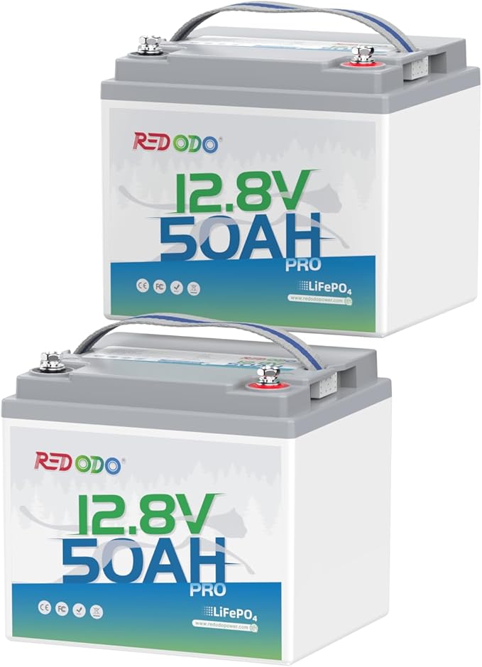 Redodo 12.8V 50Ah LiFePO4 Battery (2 Pack), Ideal Replacement for 12V 100Ah AGM SLA Battery, Built-in BMS, 4000-8000 Cycles & 10-Year lifetime, Lithium Battery for RV, Camper, Security Devices