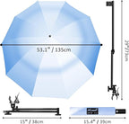 UPF 50+ Beach Umbrella with Adjustable Universal Clamp