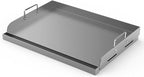 Griddle for Gas Grill, Universal Fry Griddle Flat Top Plate, 17" x13” Metal Cooking Griddle Pan Flat Top Rectangular Plate with Removable Handles for Gas Stove/Charcoal/Gas Grills