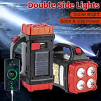 High Lumens Solar Flashlight - LED Work Light with USB-C Rechargeable, Waterproof, Multi-Function Flashlight & Lantern for Camping, Emergencies, and Outdoor(RED)
