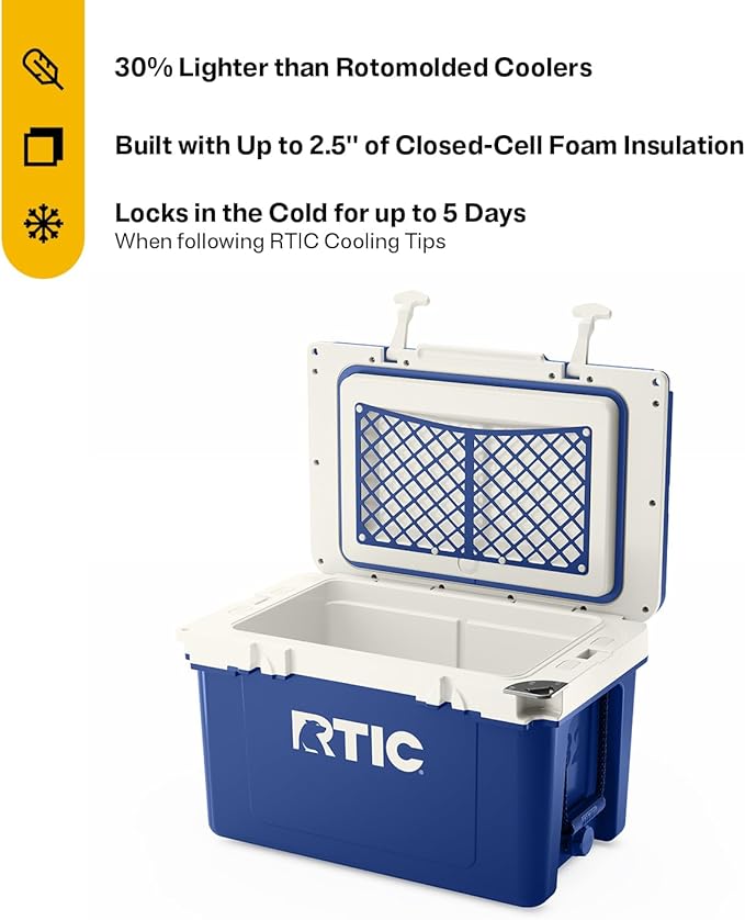 RTIC Ultra-Light 32 Quart Hard Cooler Insulated Portable Ice Chest Box for Drink, Beverage, Beach, Camping, Picnic, Fishing, Boat, Barbecue, 30% Lighter Than Rotomolded Coolers