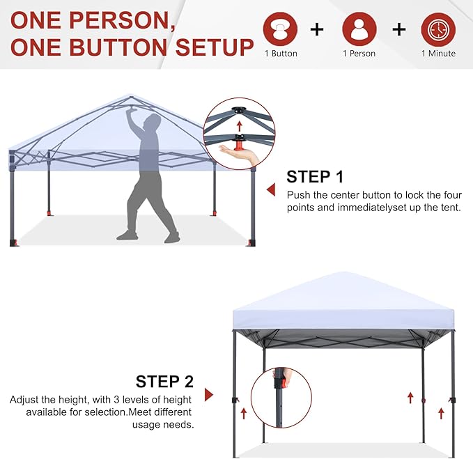 ABCCANOPY Pop Up Canopy - 10x10 Outdoor Patio Portable Canopy Tent Heavy Duty for Backyard and Deck with 4 Sandbags(Purple, 10x10)