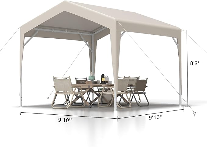 Instant Pop Up Canopy 10x10 FT, Outdoor Tent Canopy-Easy Setup, Portable Sun Rain Shelter with Durable Frame, Waterproof UV Protection for Camping Backyard Party, Outdoor Activities & Night Market