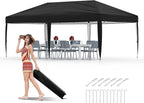 10x20 Pop Up Canopy with 0/4/6 Sidewalls, Beach Ten with One Push Setup, Heavy Duty Outdoor Instant Canopy Tent with Portable Roller Bag, Silver Coated Top, 3 Adjustable Height, Sandbags