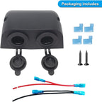 12-24 V Multi-functional Dual Hole Tent Socket Dual Cigarette Lighter Splitter Power Socket Female Power Outlet Adapter Waterproof Socket Combination for Portable Auto Electronic Devices