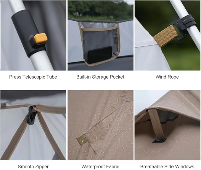 Outdoor Pyramid-Shaped Camping Tent Fully Automatic Tent Oxford Cloth Waterproof Backpacking Tent