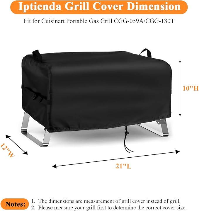 Grill Cover for Cuisinart Portable Gas Grill CGG-059A/CGG-180T, 21inch Outdoor BBQ Grill Cover Waterproof for Camping Table Top Propane Grills-21 L x 12" W x 10" H