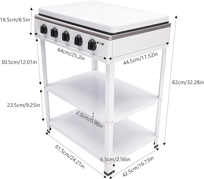 Natural Gas Stove, 12.5KW 5-Burner Camping Stove with 5 Fire Adjustment Knobs and 2 Tiers Storage Rack, Portable Gas Cooktop Outdoor Cooking Tool for Camping Fishing Travel, White
