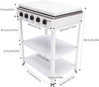 Natural Gas Stove, 12.5KW 5-Burner Camping Stove with 5 Fire Adjustment Knobs and 2 Tiers Storage Rack, Portable Gas Cooktop Outdoor Cooking Tool for Camping Fishing Travel, White