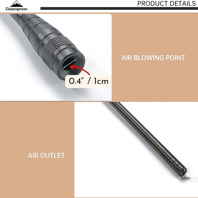 Campingmoon Stainless Steel Camping Blow Fire Tube by Mouth Telescopic Campfire Tool Camping Accessories
