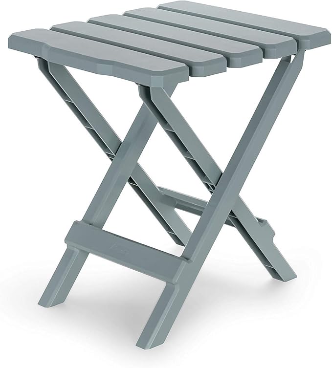 Camco 51682 Gray Regular Adirondack Portable Outdoor Folding Side Table, Perfect For The Beach, Camping, Picnics, Cookouts and More, Weatherproof and Rust Resistant