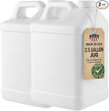 kitchentoolz 2.5 Gallon Water Jug – Heavy-Duty HDPE Carboy for Automotive Used Oil & Liquid Storage – 10 Quart Mixing Container with Secure Lid – Made in USA - White Pack of 2