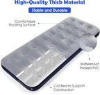 Camping Air Mattress Inflatable Air Bed Flocked Surface Travel Bed Sleeping Pad Air Bed for Outdoor Camping Tent Guest Travelling（Navy Blue,2 PCS）