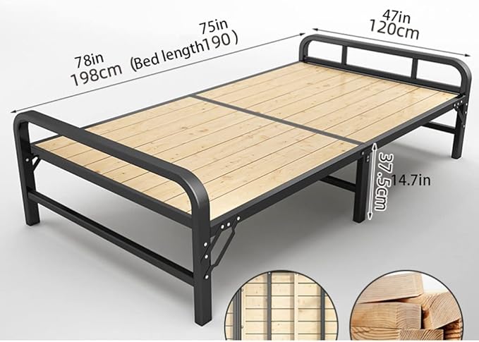 Camping Cot Bed Steel Frame Durable Sponge Rollaway Guest Bed Cot Fold Out Bed - Portable Folding Bed Frame with Thick Memory Foam Mattress Comfortable for Outdoor&Indoor