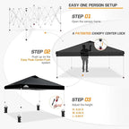 EAGLE PEAK Pop Up Canopy Tent with Wheeled Carry Bag, 8 Stakes, 4 Ropes, 4 Weight Bags, Easy Set Up Tent Canopy, 10x10 ft, 100sqft of Shade, Black