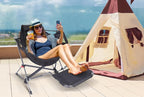 Nice C Hammock Camping Chair, Camping Chair Rocker, Swinging Chair, High Back with Stand, Cup Holder, Side Pocket, Heavy Duty (2, Black w/footrest)