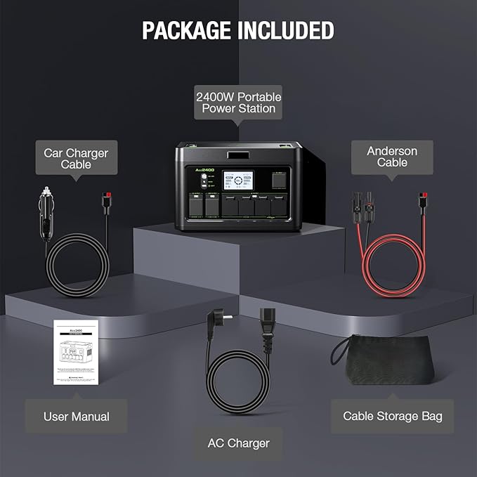 Solar Generator 2400W Portable Power Station, 1843Wh UPS Backup LiFePO4 Battery Supply with 12 Outlets(4 2000W AC Outlets,2 PD100W), 2Hrs Quick Charge for Home Emergency RV Trip Van
