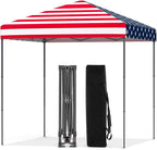 Tangkula 6.6x6.6 Ft Pop Up Canopy, 1 Person Instant Setup Canopy Tent with Center Lock, UPF 50+ Sun Protection, 8 Stakes, 4 Ropes, Portable Outdoor Canopy with Carrying Bag for Camp, Beach, Patio