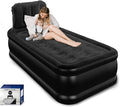 Twin Air Mattress with Headboard, Built-in Pump, Supports 500 lbs, Quiet Noiseless Design, 48-Hour Leak-Tested, 2.5 Min Fast & Easy Inflation/Deflation, Portable Blow Up Bed for Home, Guests & Camping