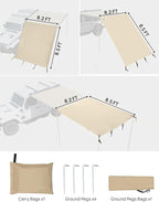 JOYTUTUS Awning Wall Universal Multi-Side for 8.2FT x 8.5FT, Waterproof Ripstop UV-Resistant Extension for Privacy & Sun Shade