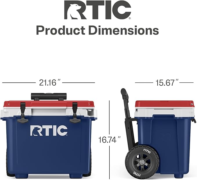 RTIC 22 QT Ultra-Light Wheeled Cooler with Handle, Hard Insulated Portable Ice Chest Box for Beach, Drink, Beverage, Camping, Picnic, Fishing, Boat, Barbecue