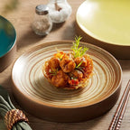 Camping Plates Dessert Plate Salad Plate Serving Plate Tray Stoneware Round Ceramic Dinner Plate Flat Dish Dish Cold Dish Tableware Decorative Plate(A,7 INCH)