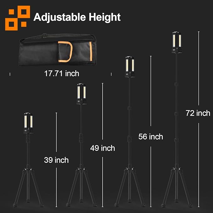 13200mAh Rechargeable Solar Work Light with Folding Stand and Carrying Bag, AODOO 8000 Lumen Stepless Dimmable , White/Warm/Nature White/RED(SOS) with Detachable Tripod (Black)
