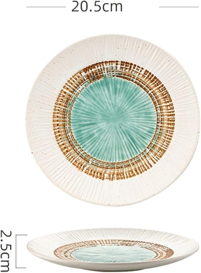 Camping Plates Ceramic Dinner Plate Kitchen Restaurant Western Food Plate Fruit Plate Dessert Plate Creative White Plate Tableware Decorative Plate(20.5cm)