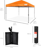 Best Choice Products 10x10ft Pop Up Canopy Tent, Outdoor Shade, 1 Person 1 Minute Set Up, Carry Case, 4 Weight Bags - Orange