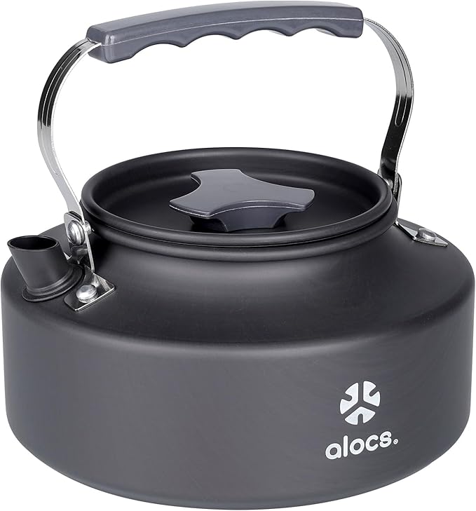 Alocs 0.8L Kettle Teapot, Portable Camping Coffee Pot, Hard-Anodized Aluminum Camping Kettle, Compact Tea Kettle for Stove Top, Outdoor, Hiking, Camping, Picnic and Traveling