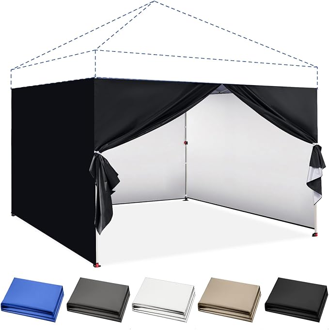 CROWN SHADES 10x10 Canopy Sidewalls (4pck) - Canopy Walls 10x10, Sidewalls for Canopy - Canopy Cover, Canopy Accessories, Black