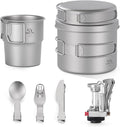 ZING TII Titanium Camping cookware Set, Camping Essentials，Camping Pot，Camping Gear，Camping pots and Pans Set with Pots, Cups，Pans，Tableware.