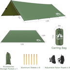 Night Cat Camping Tent Tarp Hammock Rain Fly Sunshade Shelter Tarp Waterproof Portable Lightweight for Outdoor Backpacking Hiking 12x10 ft