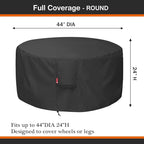 SheeChung Fire Pit Cover for Solo Stove Bonfire | Ranger Surround - Waterproof 600D Heavy Duty Round Patio Fire Table Bowl Cover Shelter Black (Round - 44”D x 24”H)-Fits 38-44 inch Firepit/Bowl