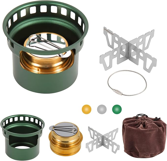 2 In 1 Mini Alcohol Stove For Camping, Portable Alcohol Burner With Stainless Steel Cross Stand, Storage Bag, Lightweight Tiny Brass Stove For Backpacking Emergency Outdoor Coffee