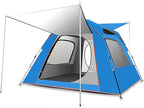 3-4 Person Camping Tent, Outdoor Waterproof Family Tents Weatherproof, Automatic Pop Up Backpacking Tent with Carry Bag and Tent Foyers, for Camping Hiking Traveling