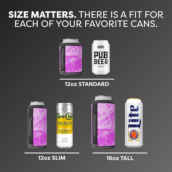 PHOOZY Insulated Can Cooler for 12oz Cans with NASA-Inspired Technology - Patented Koozie That Keeps Drinks Cold 10x Longer - Lightweight Beer Koozie for Outdoor Adventures - Pink