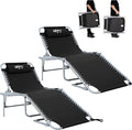 #WEJOY 2 Pack Outdoor Chaise Lounge Chair - Portable Folding Patio Pool Lounge Chair, 5 Positions Adjustable Reclining Camping Chair with Side Table,Shoulder Strap, Pillow for Beach Sunbathing Lawn