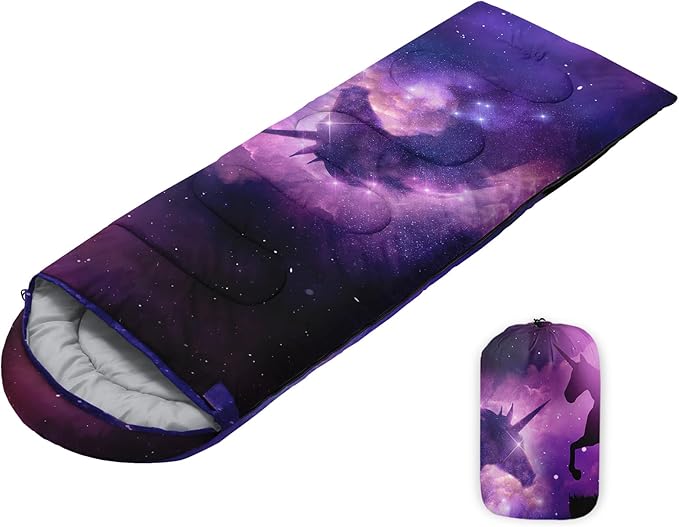 Sleeping Bags for Adults Youth Kids,3D Printing Camping Sleeping Bag for Girls Boys Lightweight Waterproof Cold/Warm Weather Sleeping Bag for 3 Seasons