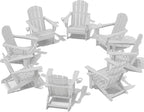 SERWALL Adirondack Chair with Cup Holders - Composite Adirondack Chairs Set of 8 HDPE Outdoor Chairs All Weather Use- Silver Gray