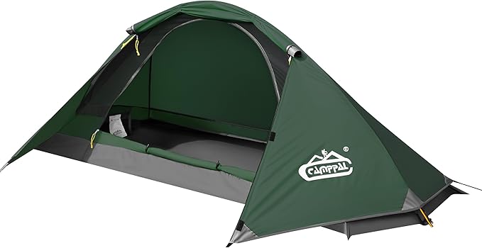camppal 1 Person Tent for Camping Hiking Mountain Hunting Backpacking Tents 4 Season Resistance to Windproof Rainproof and Waterproof