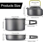 Camping Cookware Set Aluminum Nonstick Portable Outdoor Tableware Kettle Pot Cookset Cooking Pan Bowl for Hiking BBQ Picnic