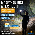 PRAANA 3-in-1 Solar Survival Kit, Emergency Flashlight with 5000mAh USB-C Power Bank & 7W Solar Panel for Power Outages, Camping, and Emergency Preparedness